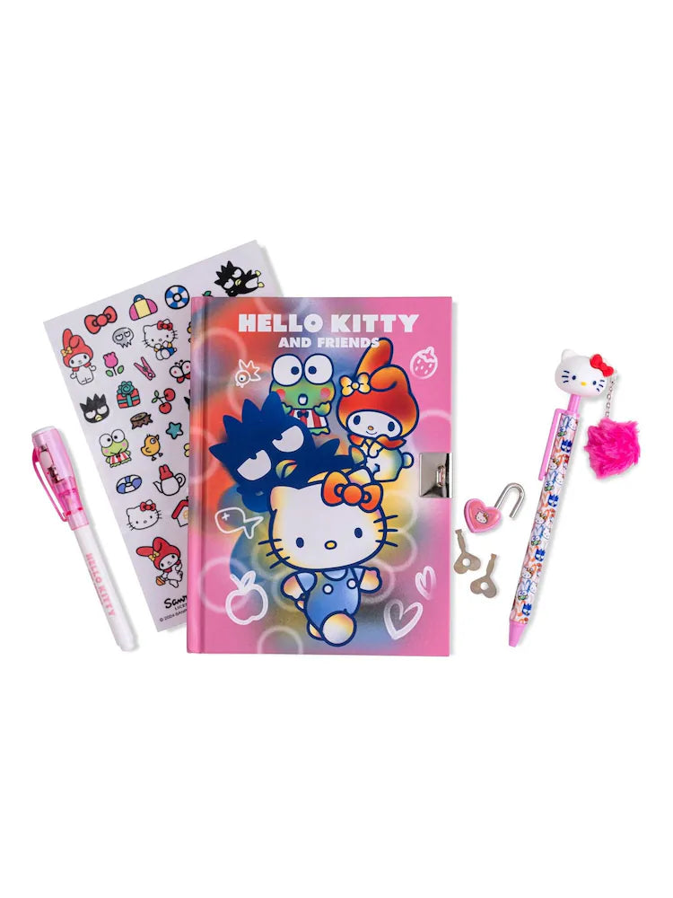6 Piece Locked Diary and Magic Ink Pen Set Set Hello Kitty