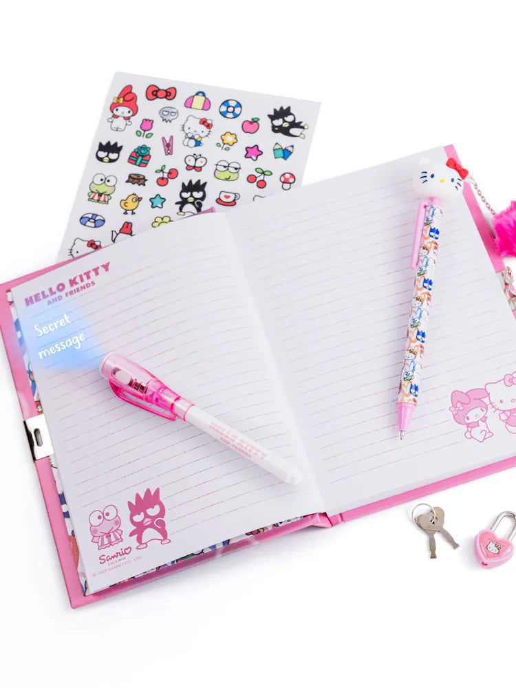 6 Piece Locked Diary and Magic Ink Pen Set Set Hello Kitty