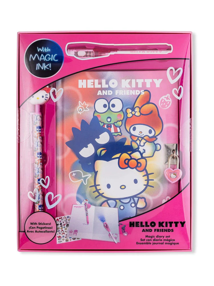6 Piece Locked Diary and Magic Ink Pen Set Set Hello Kitty