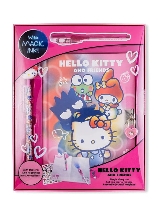 6 Piece Locked Diary and Magic Ink Pen Set Set Hello Kitty