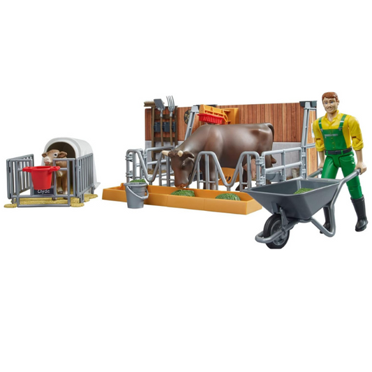 BWORLD Cow & Calf Barn with Farmer
