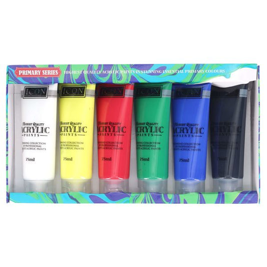 Acrylic Paint Set 6 x 75ml Bright