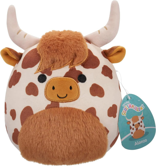 Squishmallow 8" Alonzo - Brown and White Highland Cow