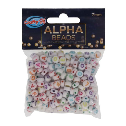 Crafty Bitz Alphabet Beads White 7mm