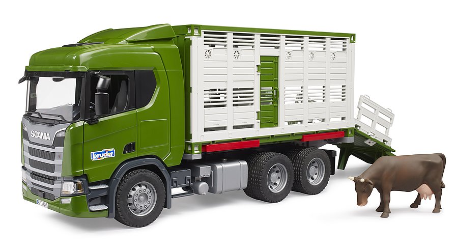 Bruder - Scania Super 560R Cattle Transporter Truck with 1 Cattle