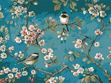 Paint By Numbers Flowers with Birds Watercolour Rolled Canvas