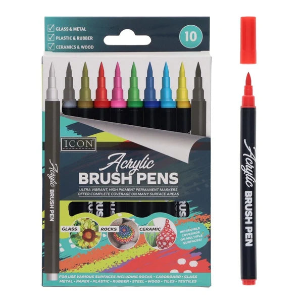 Icon Acrylic Brush Pens 10pk
