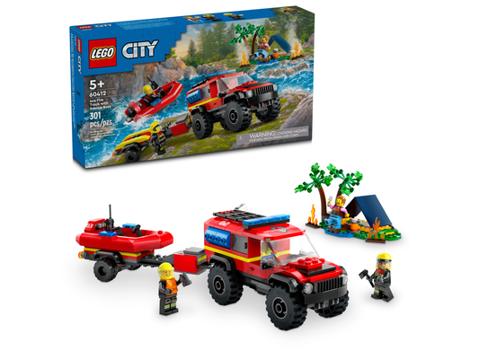 LEGO CITY 4x4 Fire Truck with Rescue Boat 60412