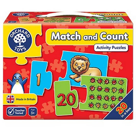 Match and Count 20 x 2pc Activity Puzzles -  Orchard Toys