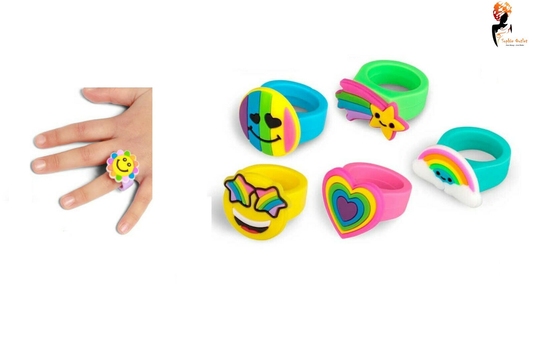 Rainbow Chunky Ring 4pk Assorted Designs