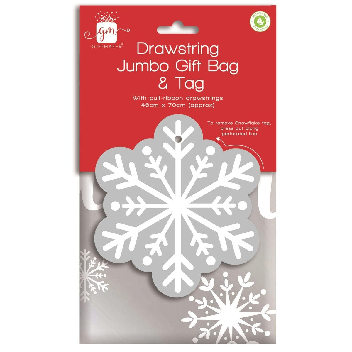 Drawstring Jumbo Sack 70cm Snowflake