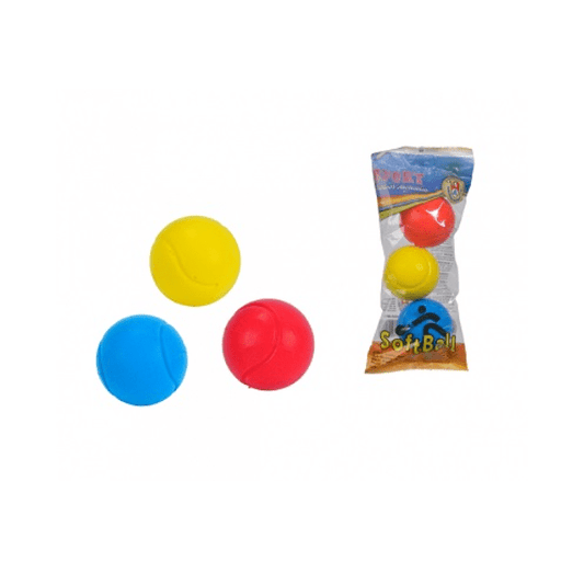 70mm Soft Foam Ball Pack of 3 Assorted Colours