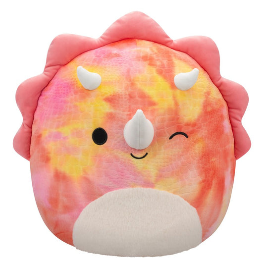 Squishmallows - 16" - Trinity Pink Tie-Dye Triceratops Winking w/fuzzy belly