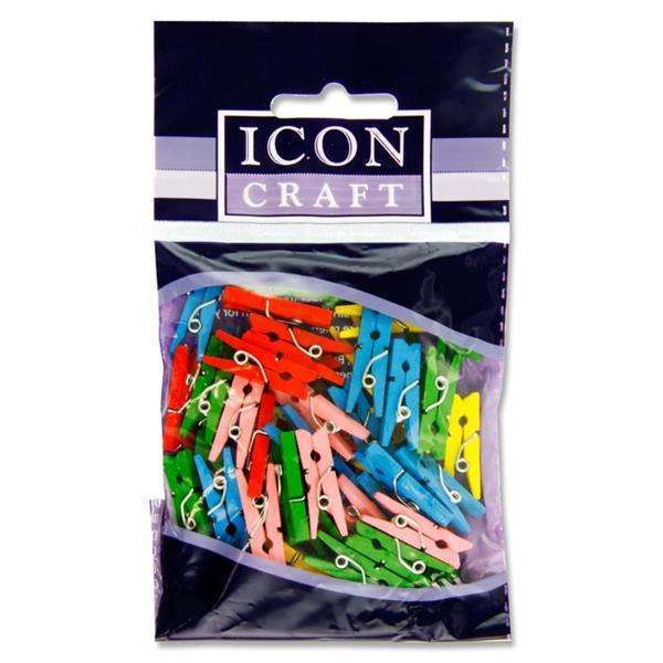 Icon Craft Coloured Mini Wooden Pegs 50pk