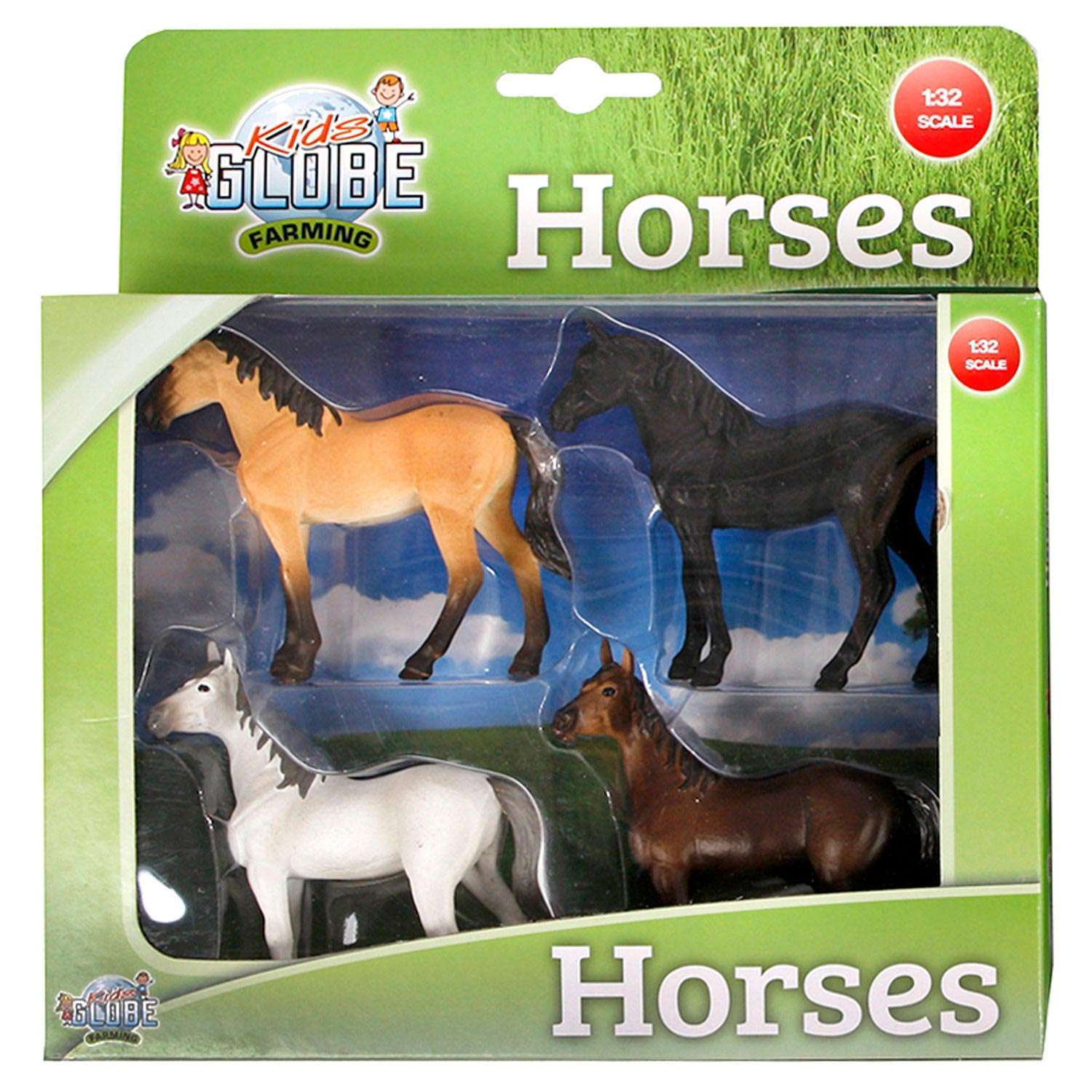 Kids Globe Horses 4pk 1:32 Scale