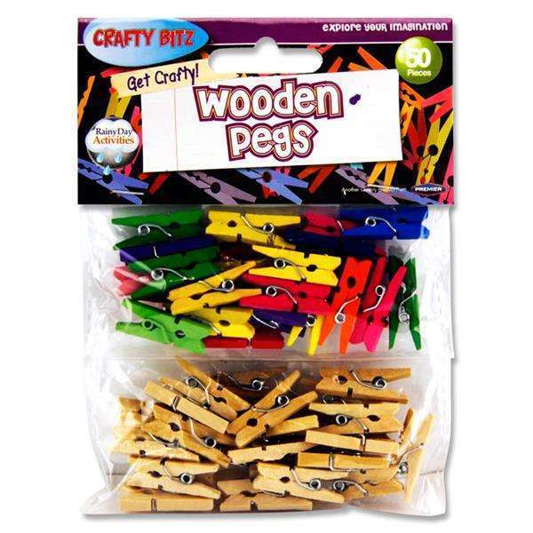 Crafty Bitz Assorted Wooden Pegs 50pk