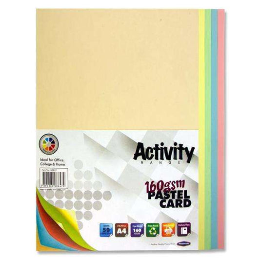 Activity A4 Pastel Card 160gsm 50pk