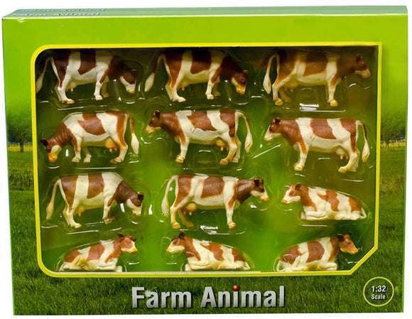 Kids Globe Set of 12 Lying/Standing Cows Brown/White