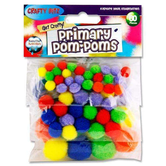 Multicoloured Primary Pom-Poms