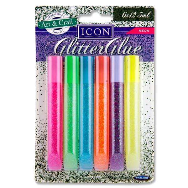 Glitter Glue Neon 6pk 12.5m Tubes