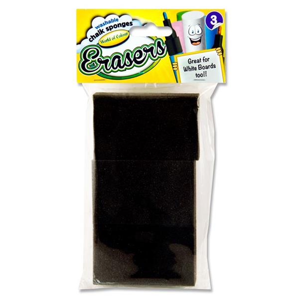 Black Chalk Sponge Erasers 3pk